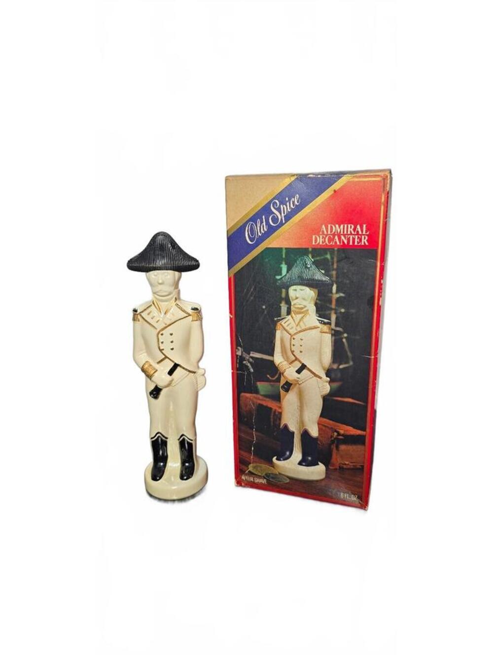 Vintage Old Spice Admiral Decanter Porcelain Bottle with Original Box